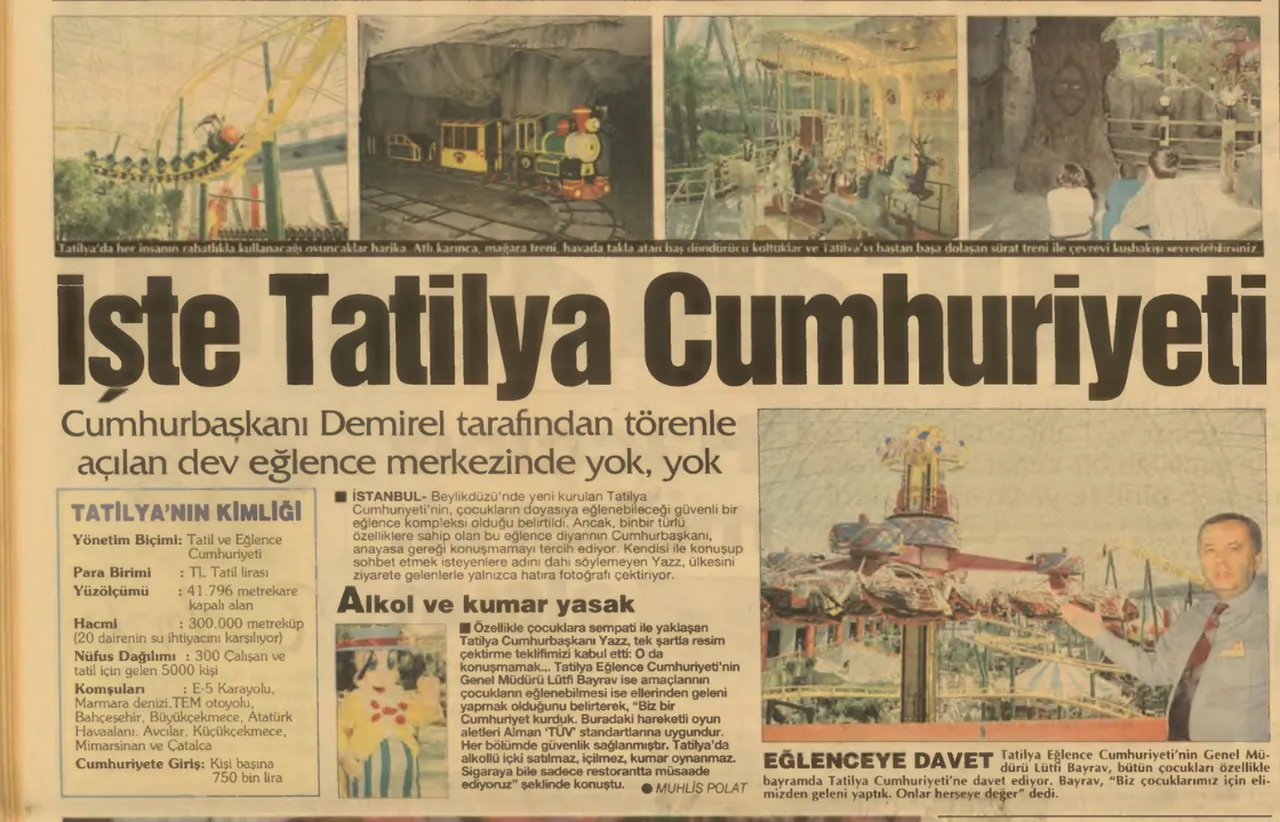 28 Nisan 1996 tarihli Tatilya Cumhuriyeti haberi - Türkiye gazetesi