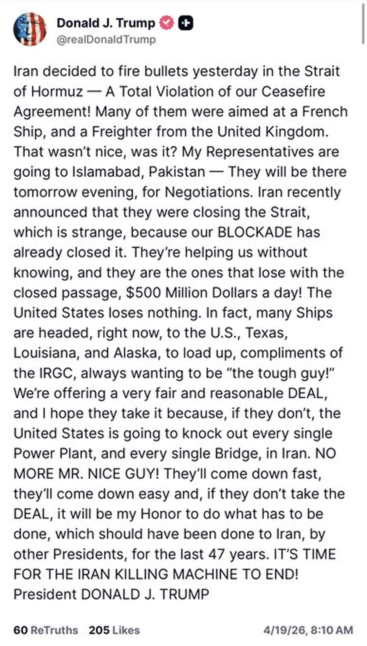 Trump İran'a yeniden süre verdi: Ya güzellikle ya da zorla anlaşma olacak, yoksa ülkeyi tamamen havaya uçururuz
