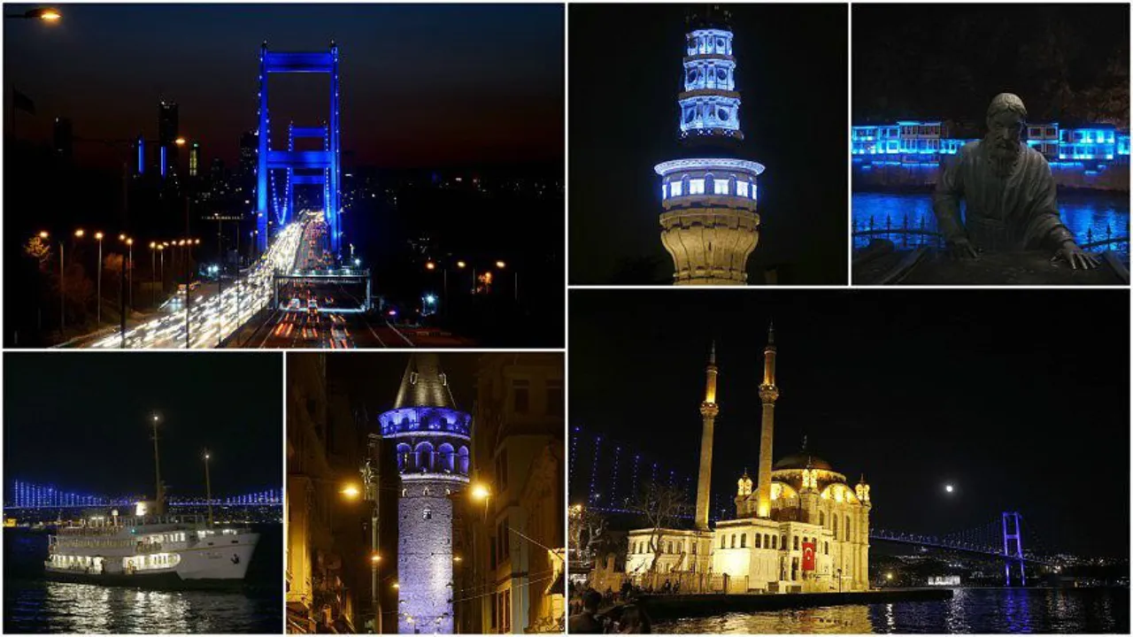 Otizm Farkındalık Günü'nde tarihi yapılar ışıklandırılıyor! Mavi ve kırmızı ışık neyi temsil ediyor?