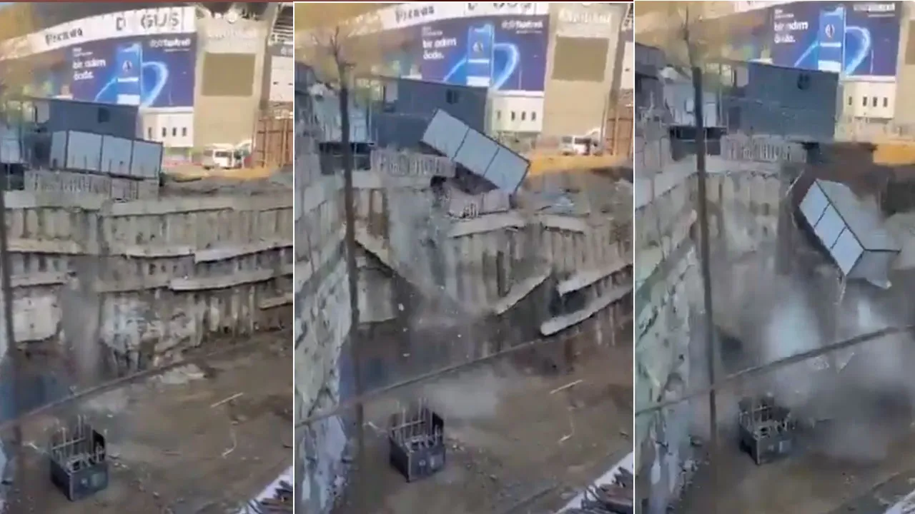 Fenerbahçe Stadyumu yakınındaki inşaatta çökme! O anlar kamerada