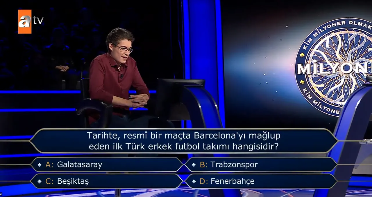 Kim Milyoner Olmak İsterde 500 milyon TLlik futbol sorusu: Barcelona’yı ilk yenen Türk takımı kimdir?