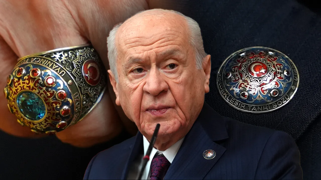 Bahçeli'nin yüzüğü ve rozetinde dikkat çeken şiir detayı!