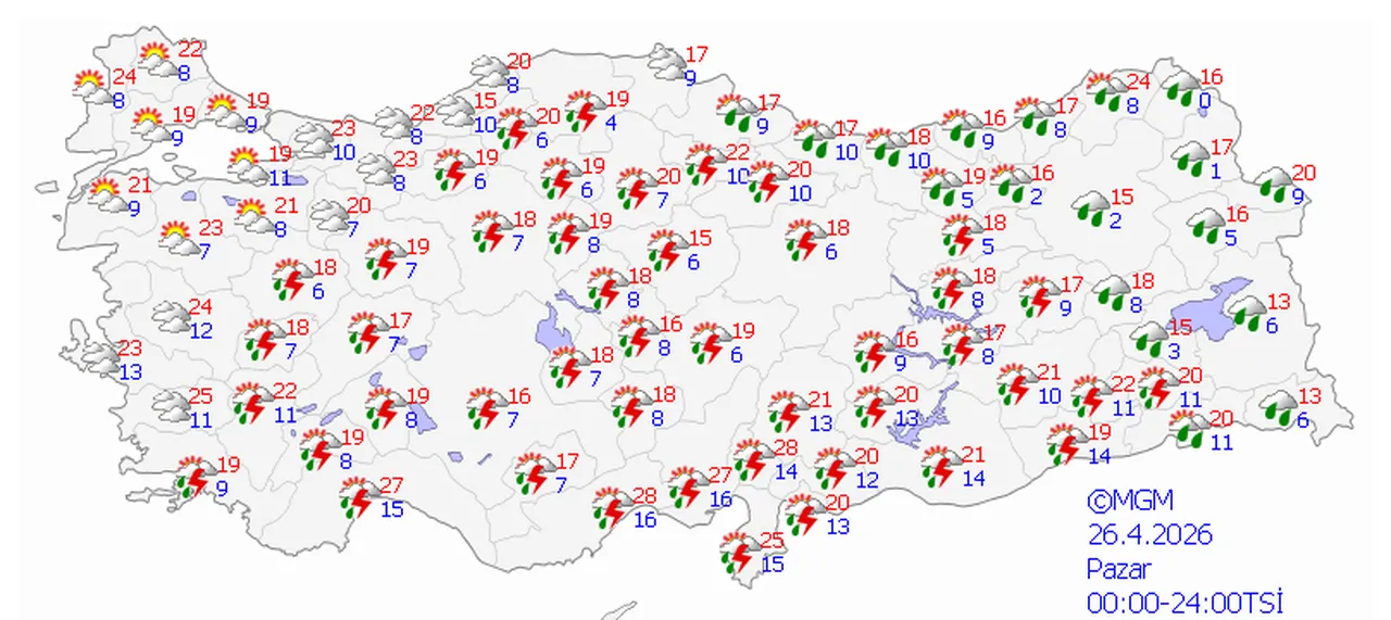 Pazar günü yurdun büyük bölümünde yağış bekleniyor