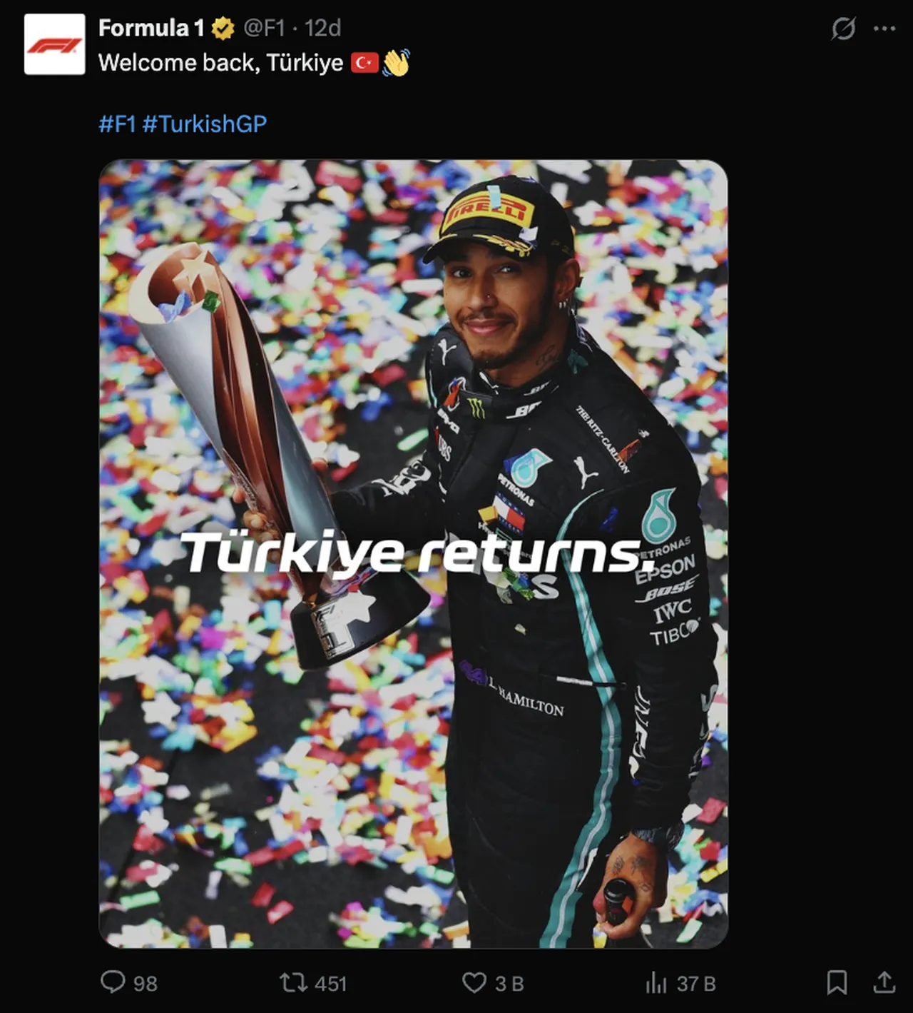 Formula 1 resmi hesabından Türkiye paylaşımı! İstanbul Park nerede, Formula 1 ne zaman başlayacak?