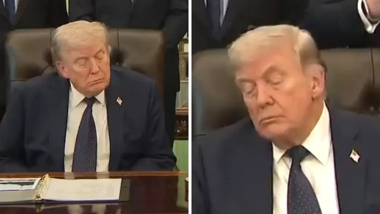 Oval Ofis'te zor anlar! Trump toplantı sırasında uyuyakaldı, sosyal medyada gündem oldu