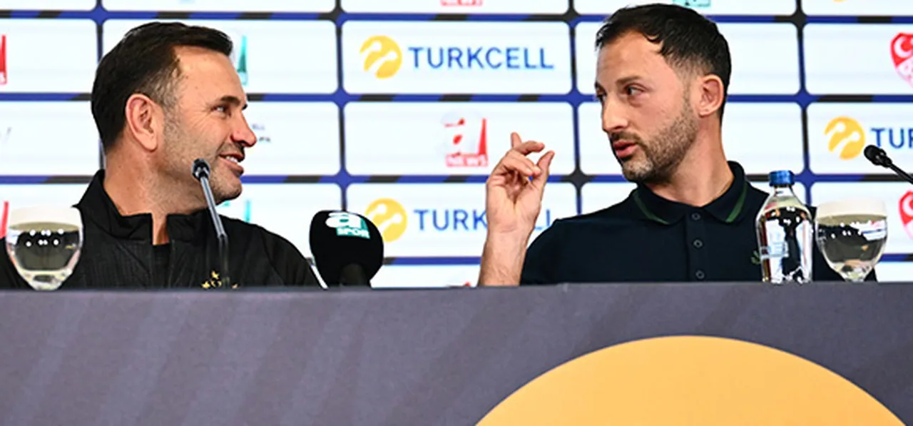 Okan Buruk ile Domenico Tedesco, TFF Süper Kupa finali öncesi ortak nasın toplantısı düzenlemişti.