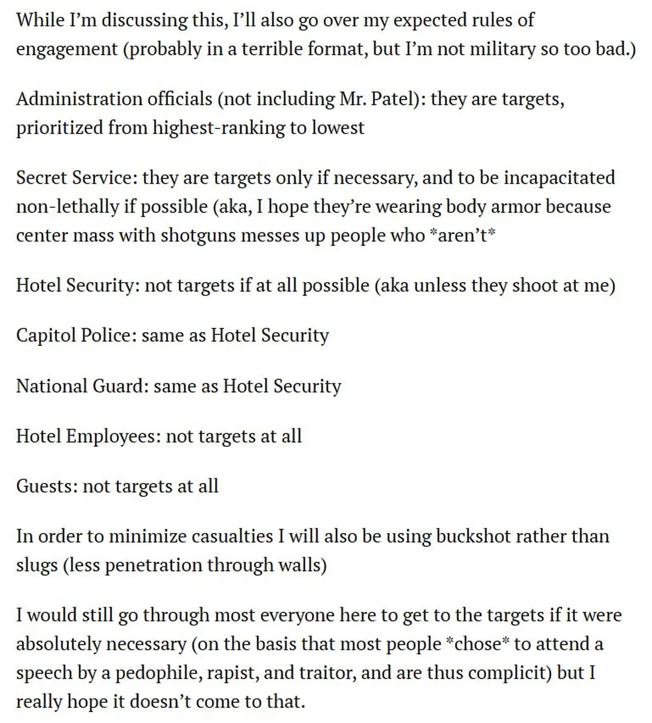 Saldırıdan kısa bir süre önce Cole Allen bir manifesto  yazdı