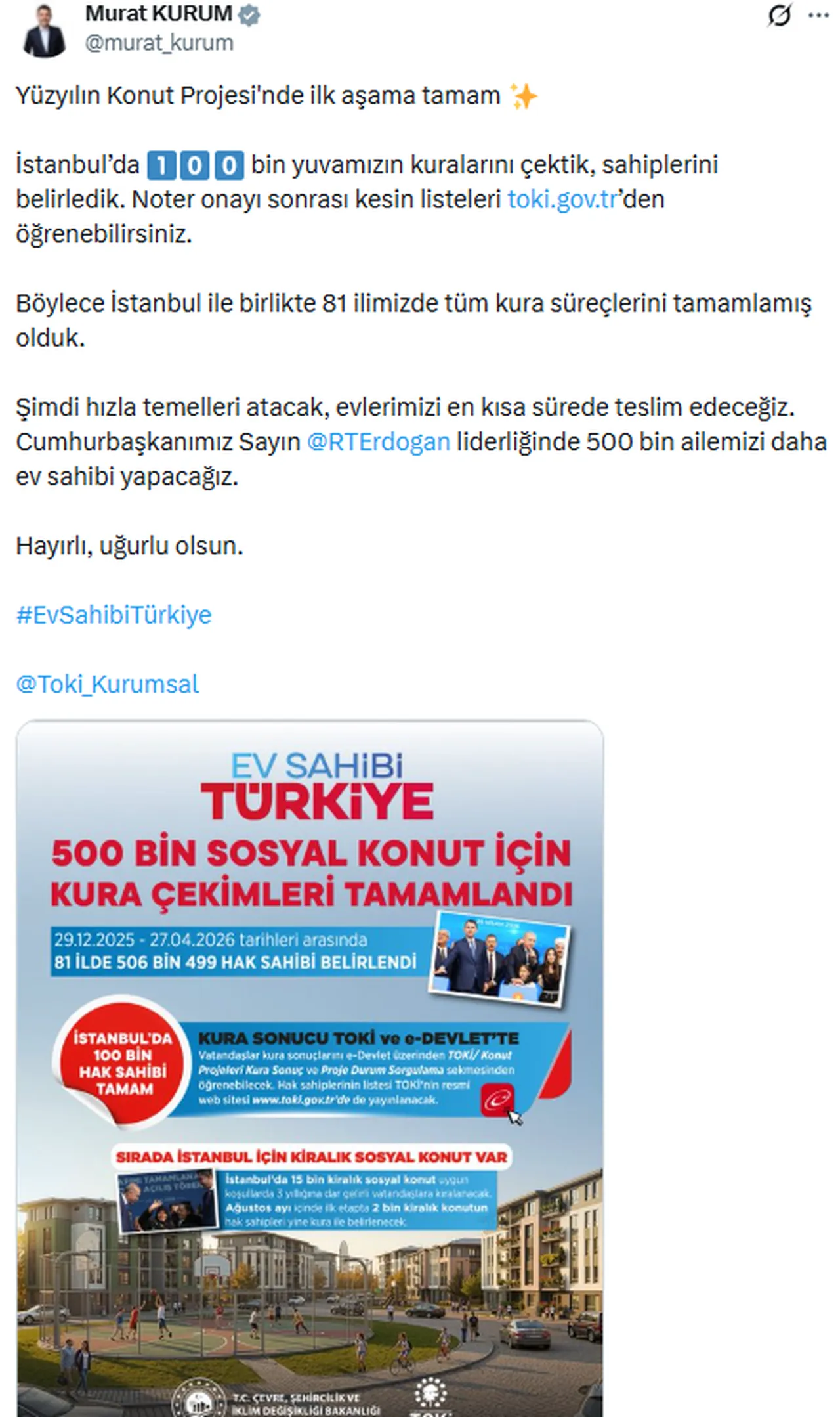 TOKİ İstanbul kura sonuçları tam liste açıklandı!  Yüzyılın Konut Projesi”nde ilk aşama resmen sona erdi