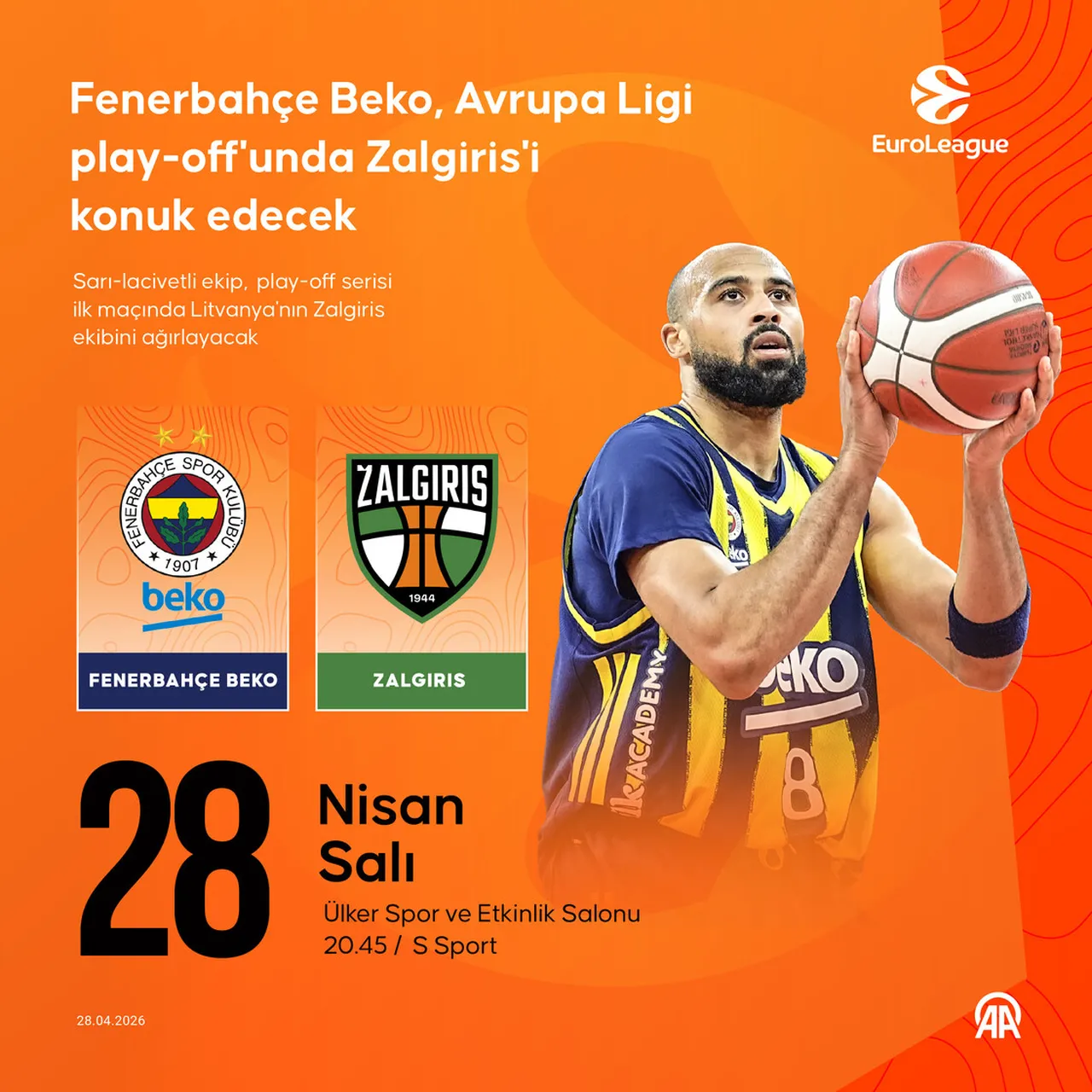 Fenerbahçe Beko-Zalgiris maçı hangi kanalda, nereden izlenir? (EuroLeague Play-off serisi ilk maç)