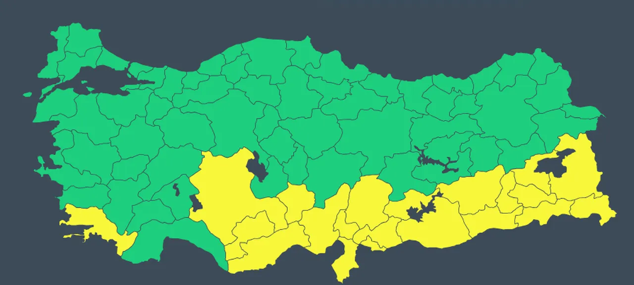 4 Nisan 2025 'sarı kod' ile uyarı alan iller