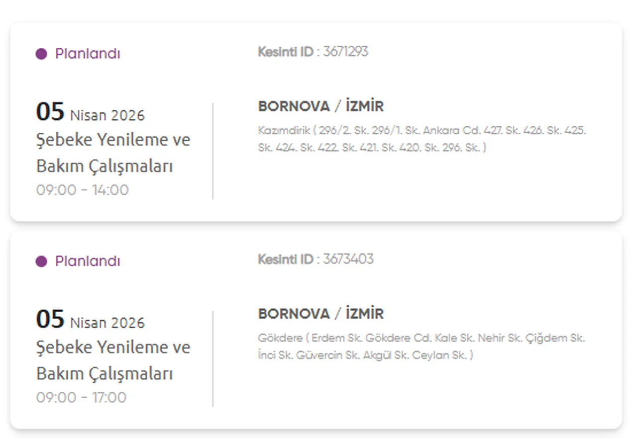 İzmir GEDİZ elektrik kesintisi listesi 5 Nisan! İzmir'de elektrikler ne zaman gelecek?