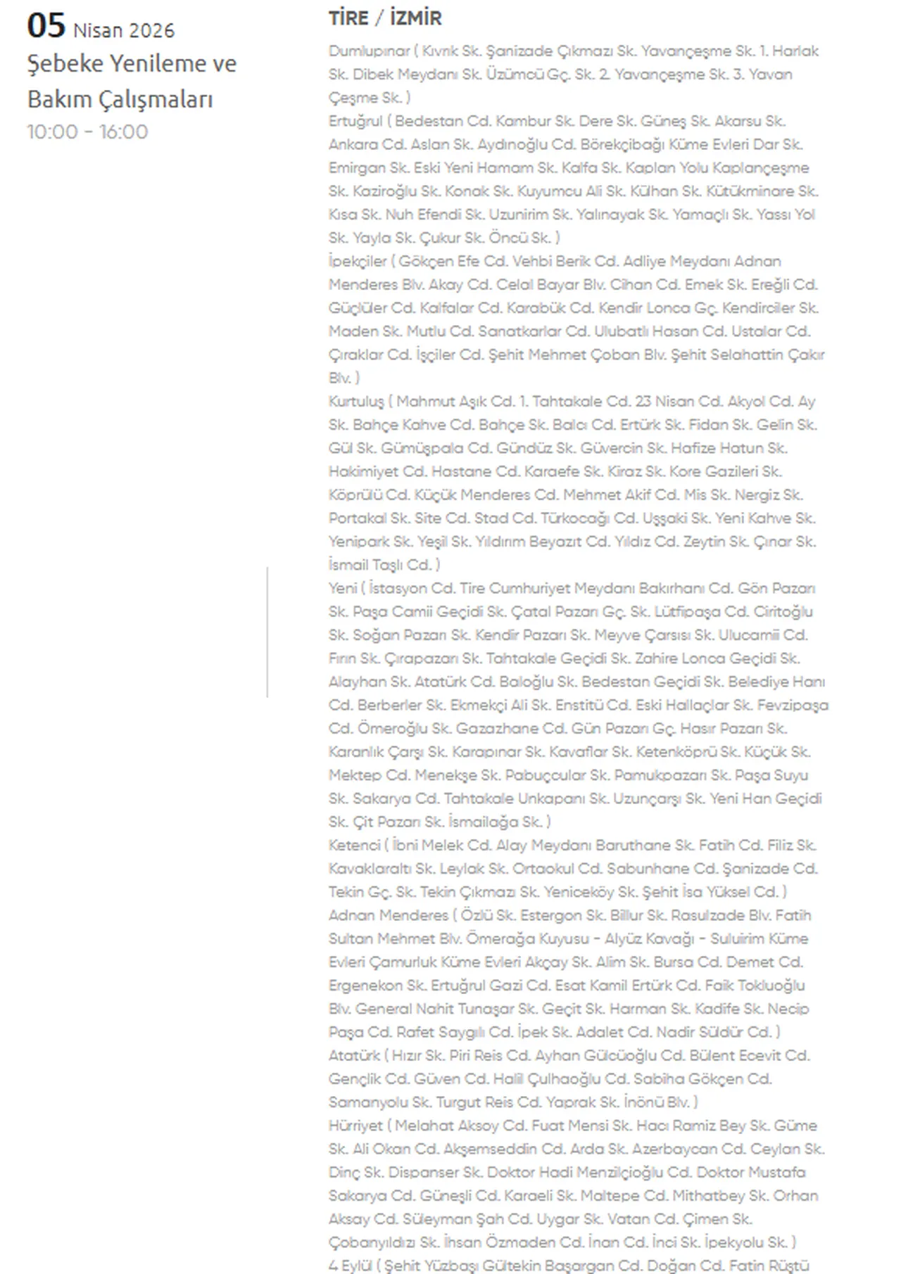 İzmir GEDİZ elektrik kesintisi listesi 5 Nisan! İzmir'de elektrikler ne zaman gelecek?