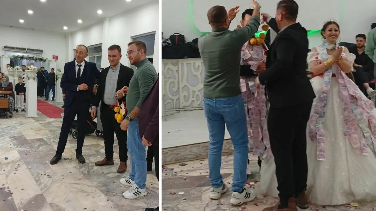 Damada düğünde sürpriz takı! Gelin gülmekten kendini alamadı