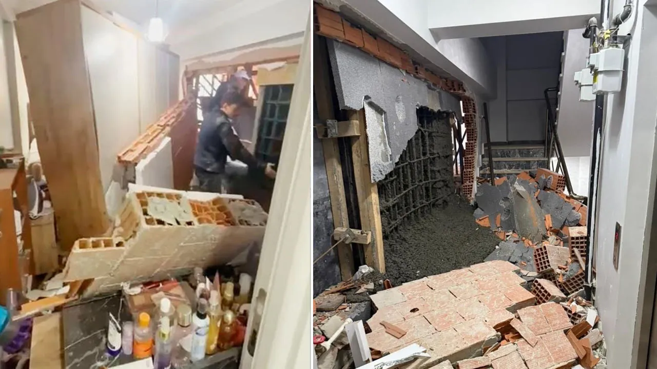 Zeytinburnu’nda 5 katlı binanın duvarı çöktü! Vatandaşlar sokağa döküldü