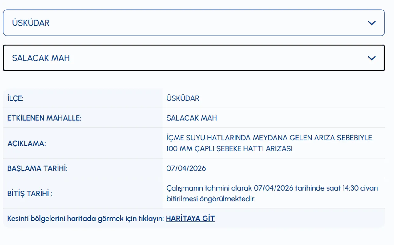 İSKİ su kesintisi listesi 7 Nisan! İstanbulda (Üsküdar, Beykoz) sular ne zaman gelecek?