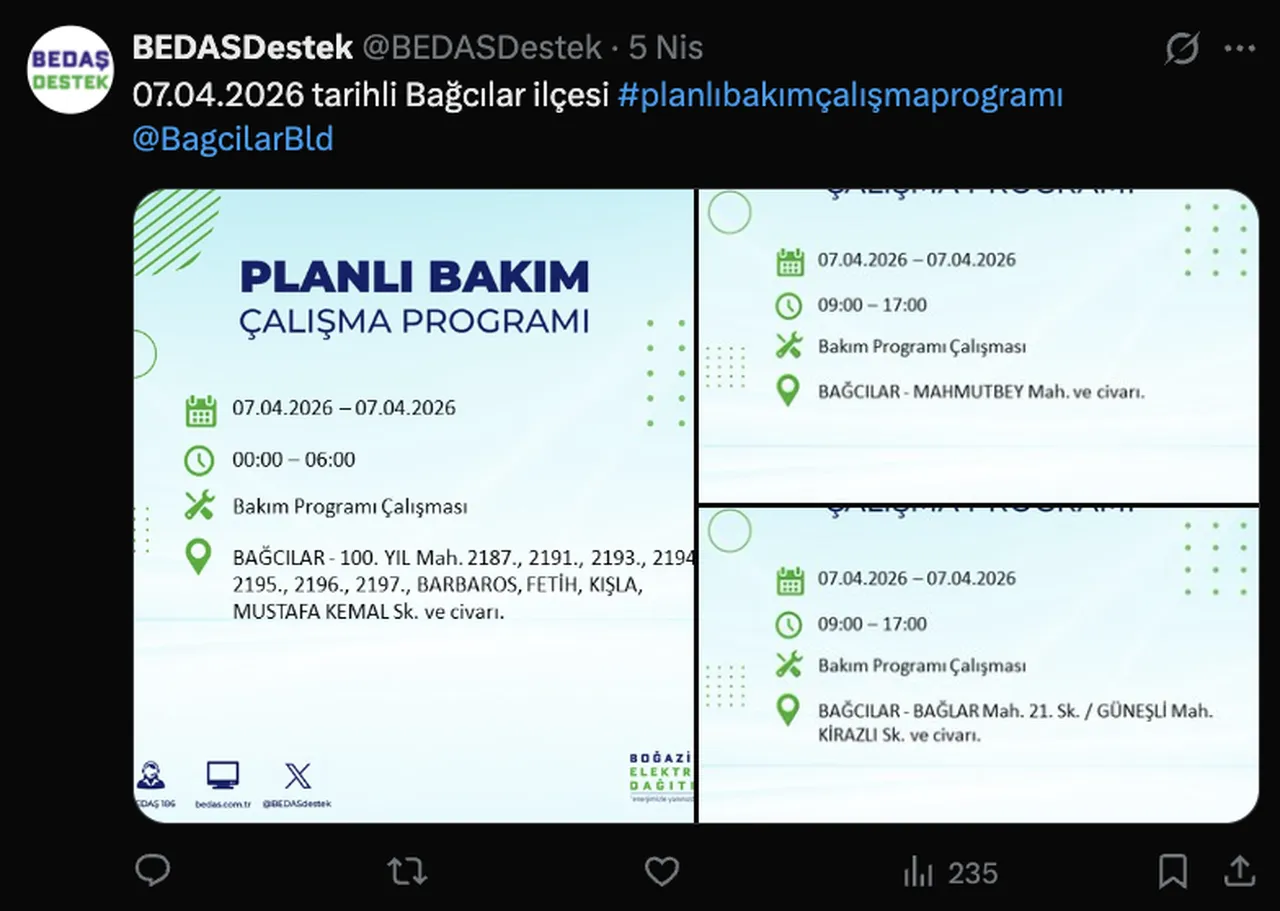 İstanbulda 21 ilçede elektrik kesintisi yapılacak! 7 Nisan BEDAŞ İstanbul elektrik kesinti listesi