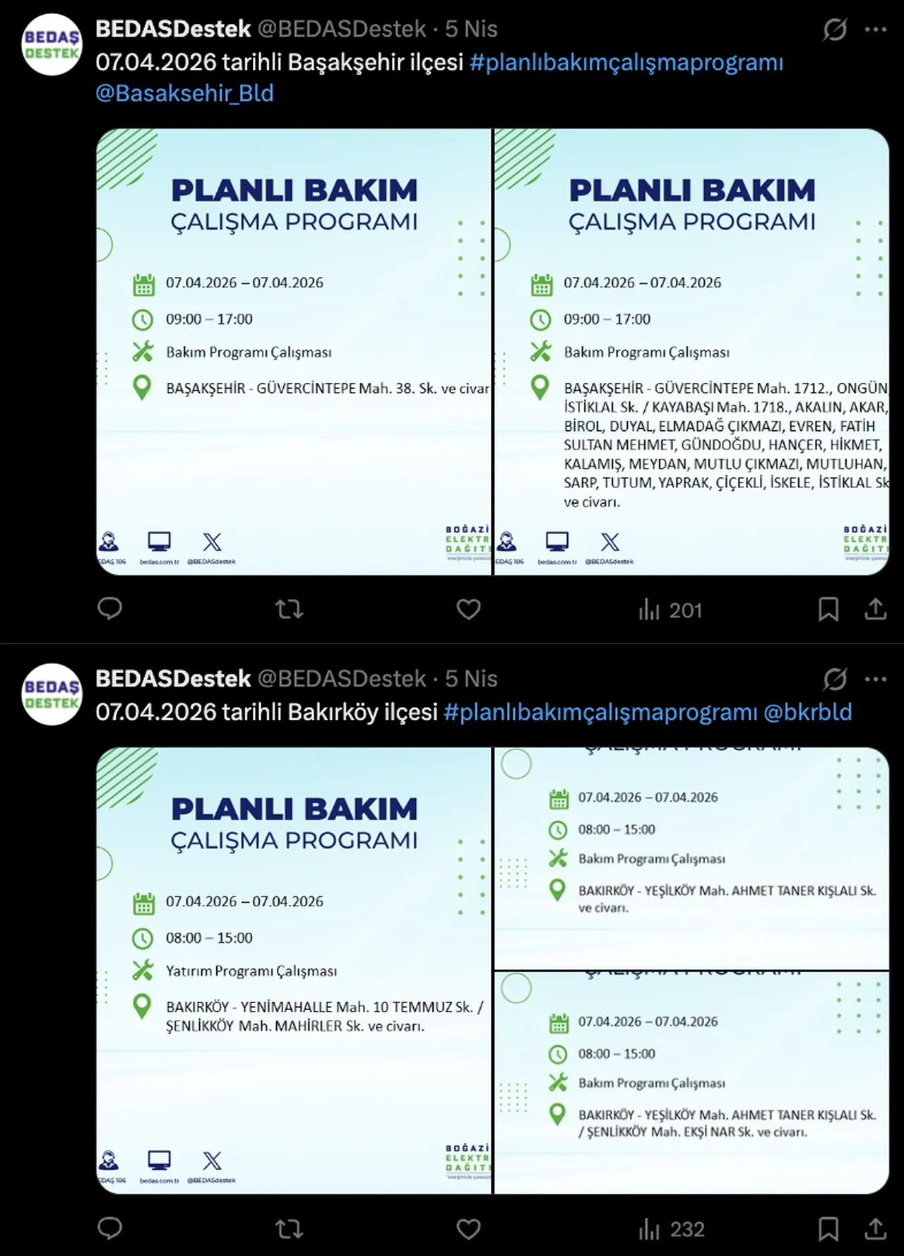 İstanbulda 21 ilçede elektrik kesintisi yapılacak! 7 Nisan BEDAŞ İstanbul elektrik kesinti listesi