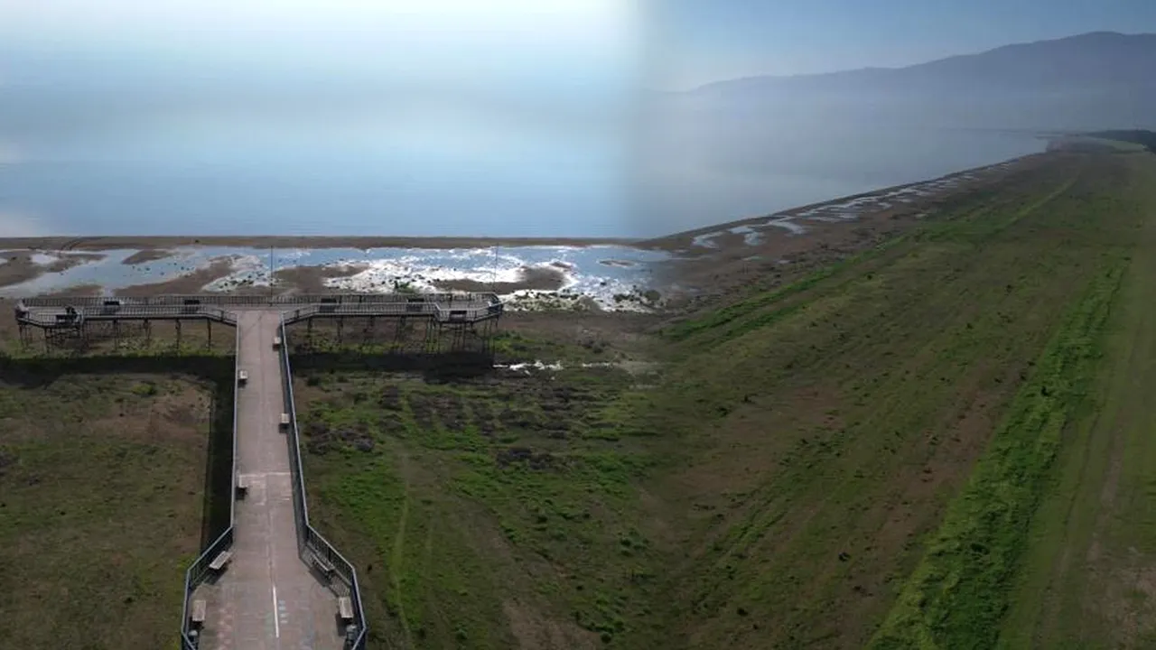 Barajlar doldu taştı, meşhur gölde sular çekildi! İskele karada kaldı
