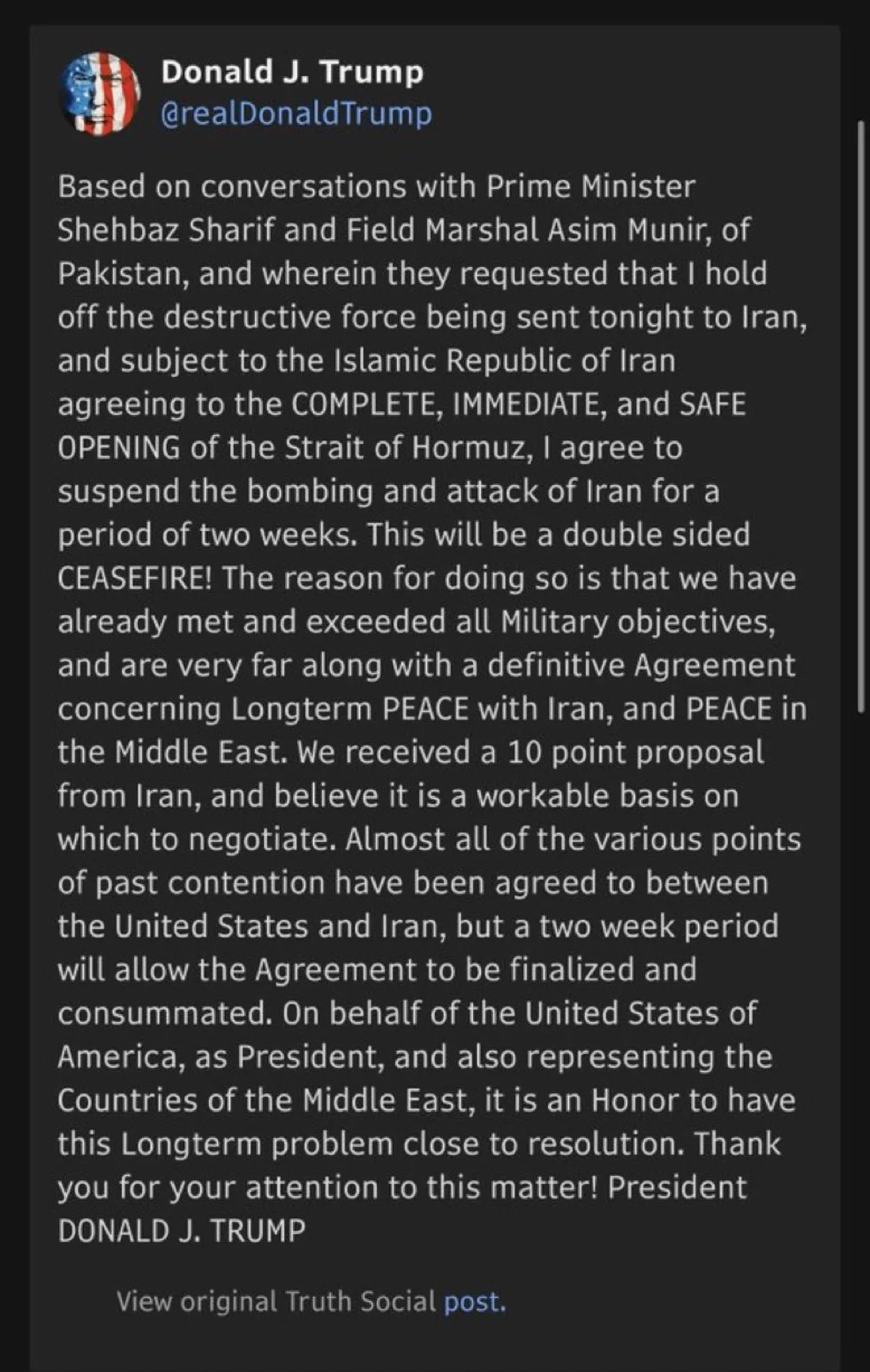 Trump'tan 'Hürmüz' şartlı 2 haftalık ateşkes! İran'ın 10 maddelik teklifine yeşil ışık yaktı,