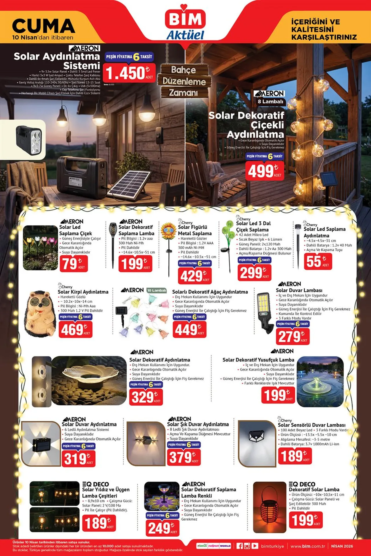 BİM aktüel ürünler kataloğu güncellendi 10 Nisan 2026! Bahçe ekipmanları dekoratif ürünler raflara geliyor