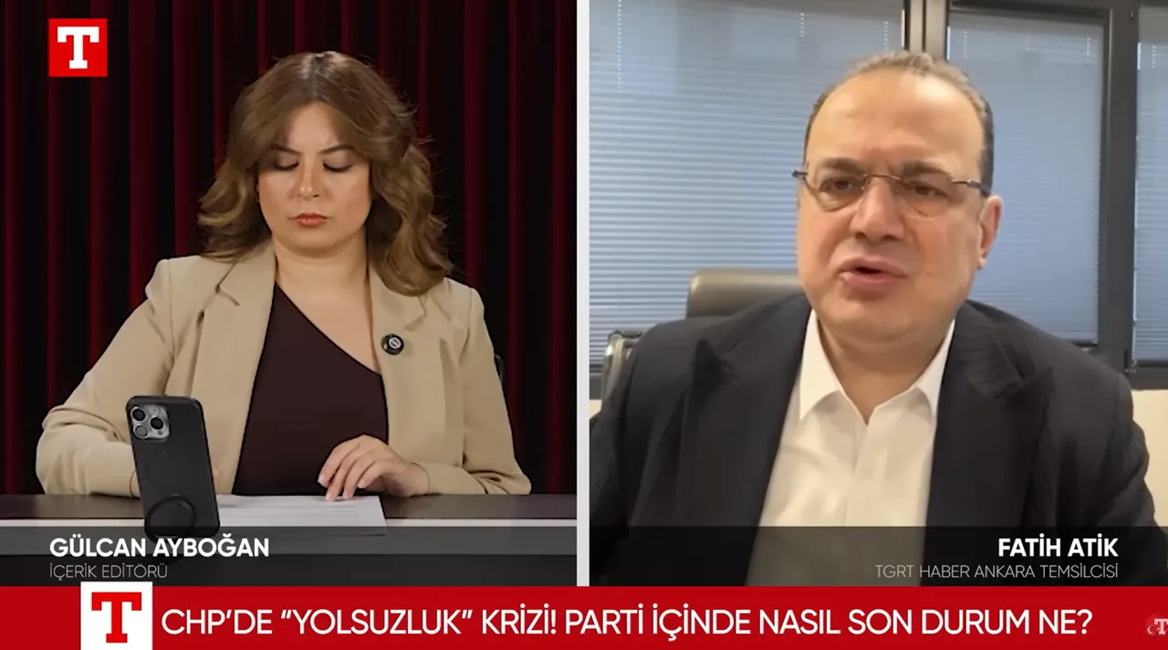 TGRT Haber Ankara Temsilcisi Fatih Atik, CHP'de yaşanan operasyonların yansımasını, Türkiye Gazetesi Editörü Gülcan Ayboğan'a değerlendirdi.
