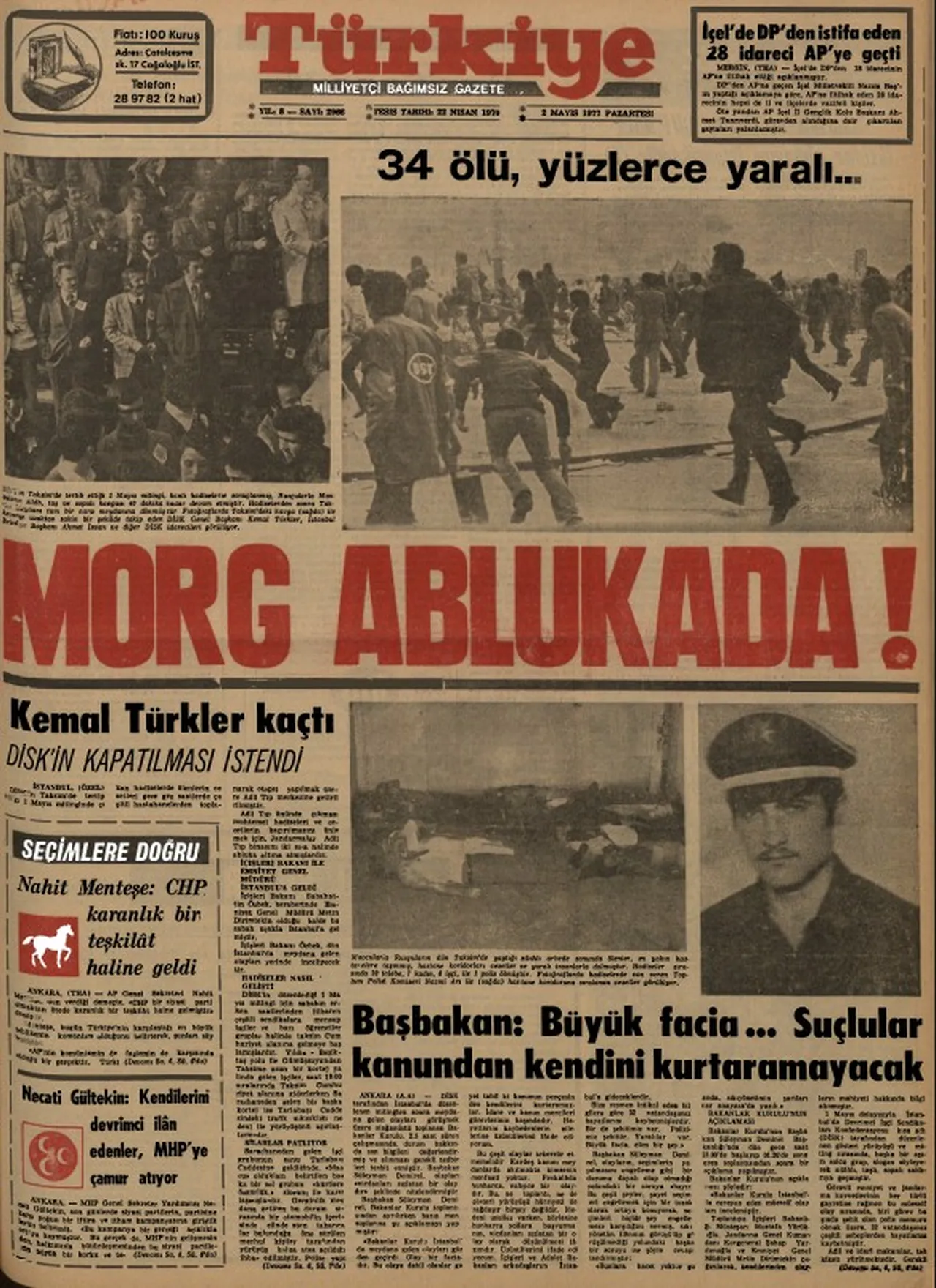 2 Mayıs 1977 Türkiye Gazetesi.