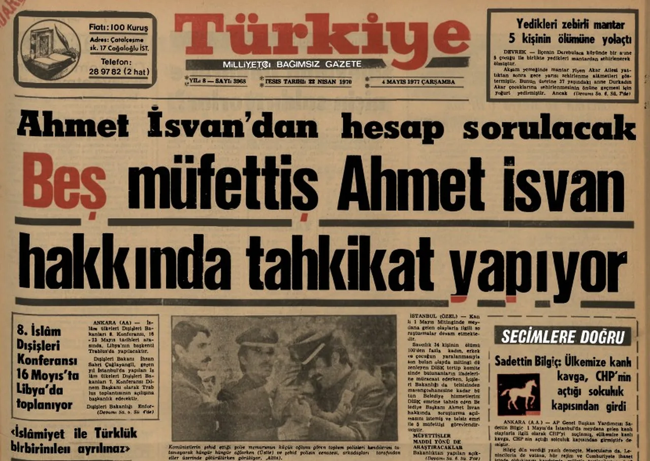 4 Mayıs 1977 Türkiye Gazetesi.