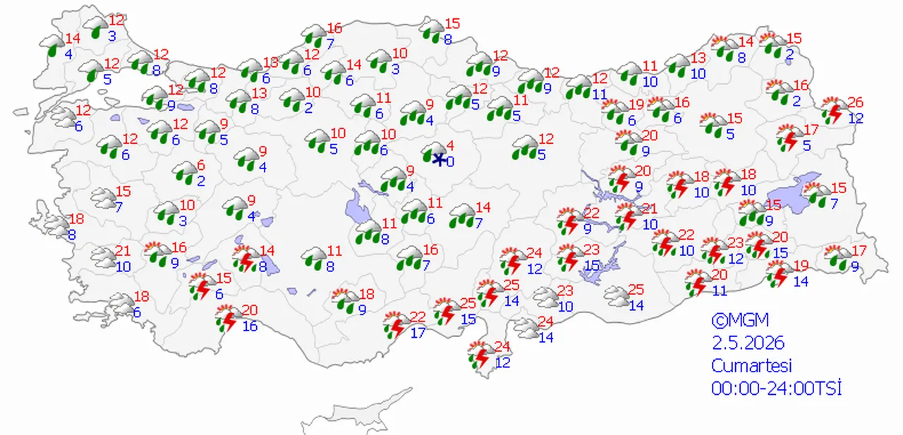2 Mayıs 2026 MGM hava durumu tahmin haritası
