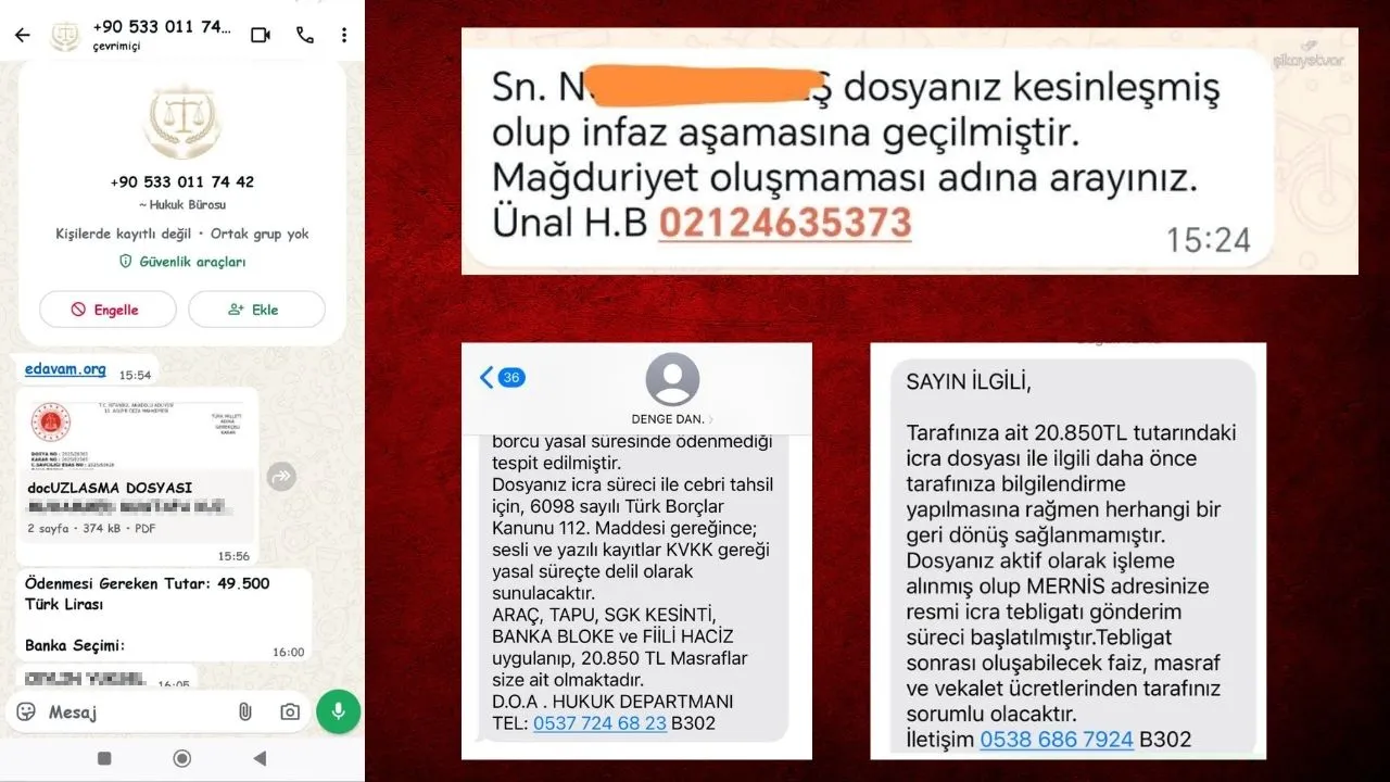Dolandırıcıların gönderdiği mesajlardan bazıları (Şikayet Var platformundan alınmıştır)