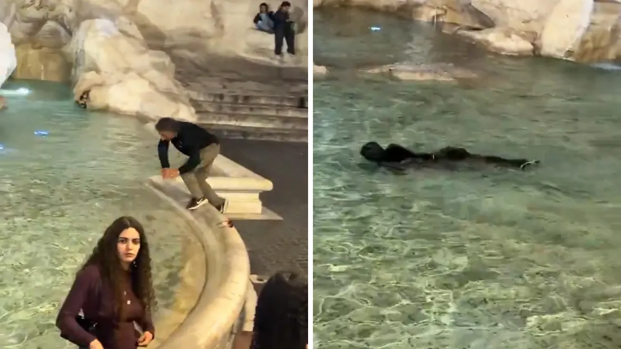 Tarihi Trevi Çeşmesi'ne atlayan turiste şok ceza! Ömür boyu men edilecek 