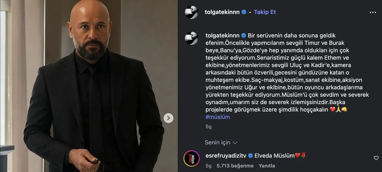 Eşref Rüya Müslüm öldü mü, Tolga Tekin diziden ayrıldı mı? Veda paylaşımı geldi!