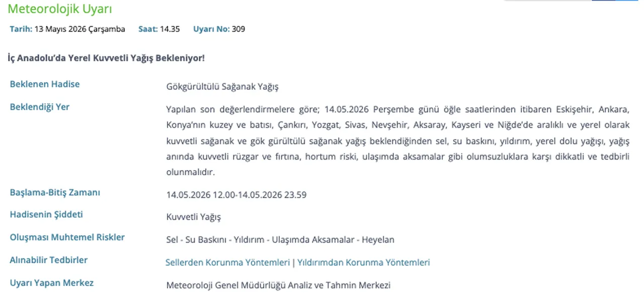 39 il için ''sarı'' kodlu uyarı: Yurt genelinde sağanak yağışlar kapıda!