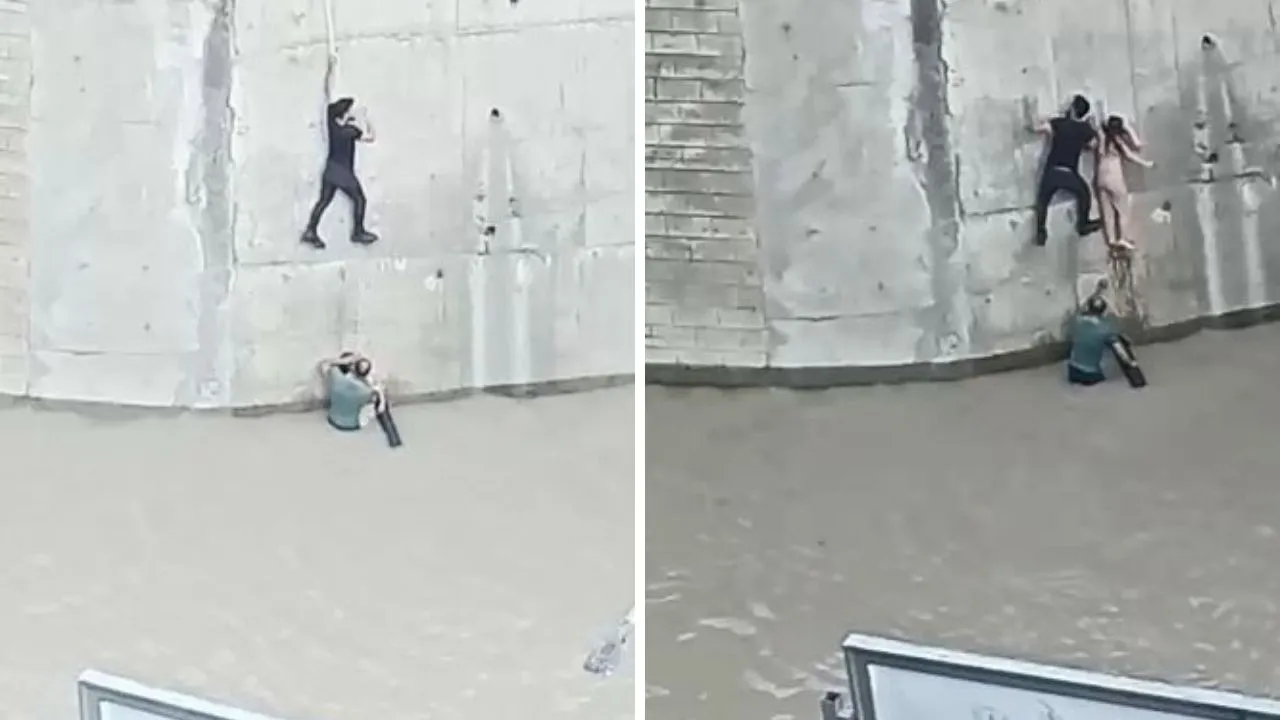 Dereye düşen çocuğu film gibi operasyonla kurtardılar!
