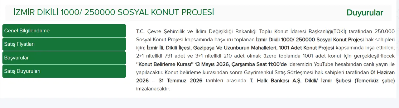 TOKİ İzmir Dikili kura sonuçları açıklanıyor! Canlı kura çekimi saat kaçta başlayacak? İsim listesi sorgulama ekranı