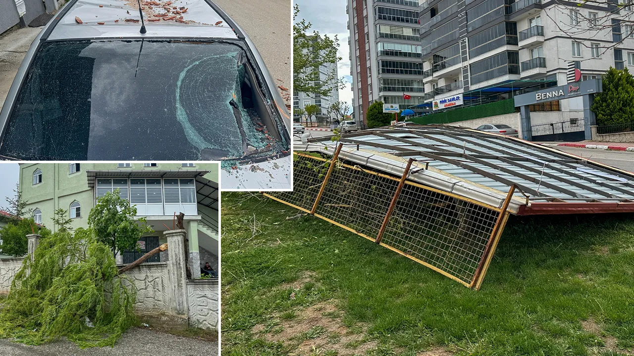 Fırtına kentte hayatı durdurdu! Çatılar uçtu, araçlar ağır hasarlı