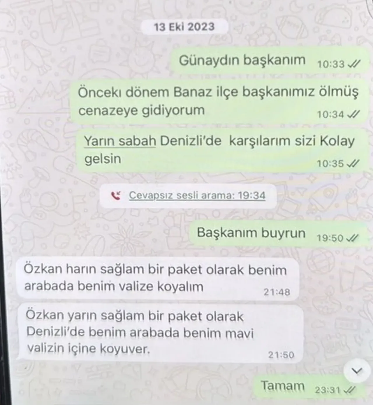 Özkan Yalımla Özelin yazışmaları ortaya çıktı: Sağlam bir paketi benim arabadaki valize koy