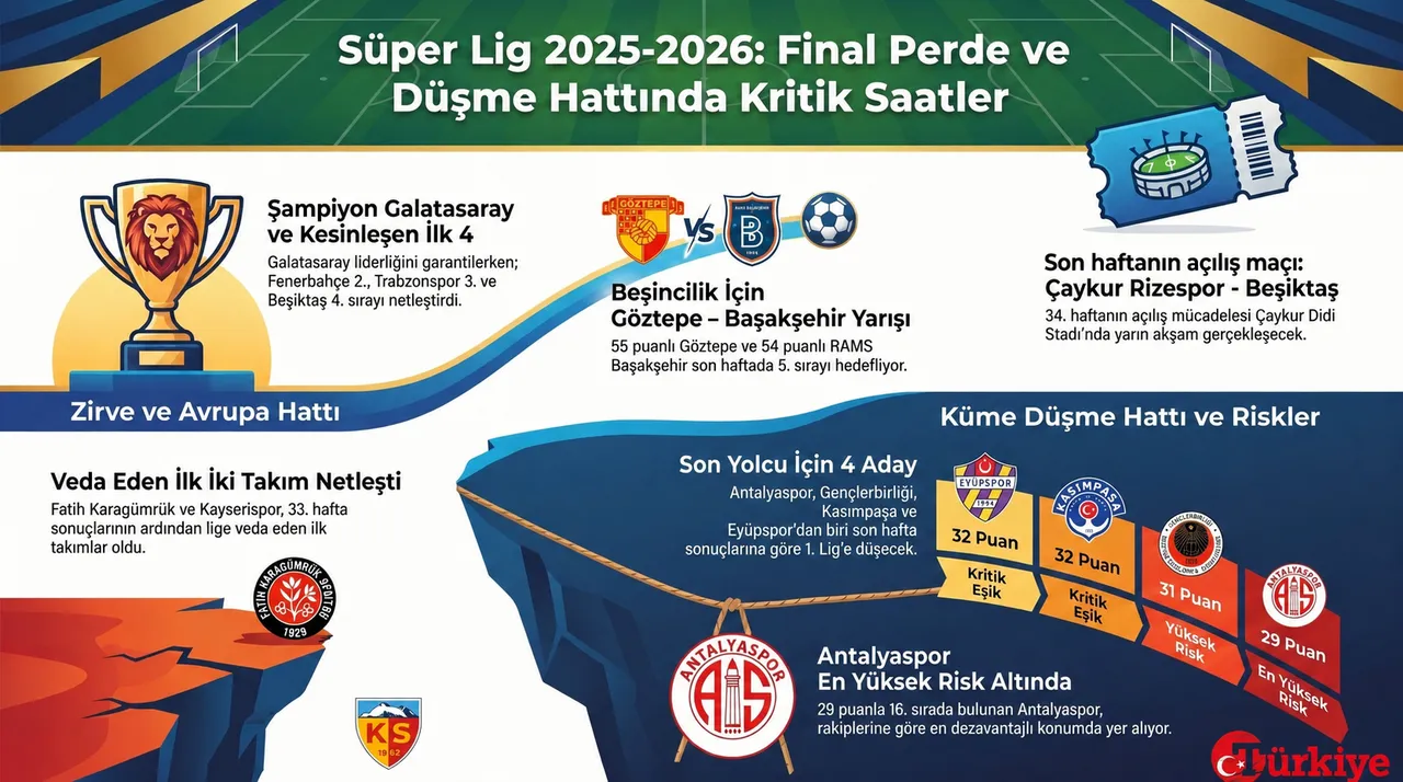 Süper Lig'de 2025-2026 sezonunun perdesi kapanıyor! Küme düşecek son takım belli olacak