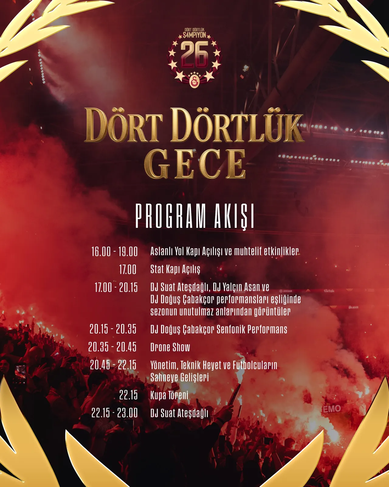 Şampiyonluk kutlaması ve kupa seremonisi program akışı
