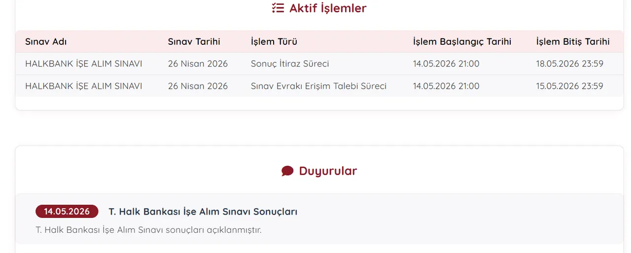 Halkbank sınav sonuçları açıklandı! Halkbank sınav sonucu öğrenme ekranı
