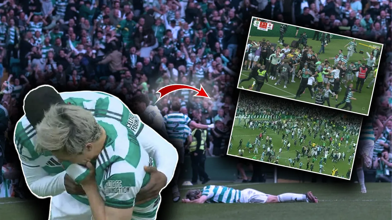 Celtic 3 attı şampiyonluğu aldı, taraftar sahaya girdi: Hearts 41 yıllık geleneği bozamadı