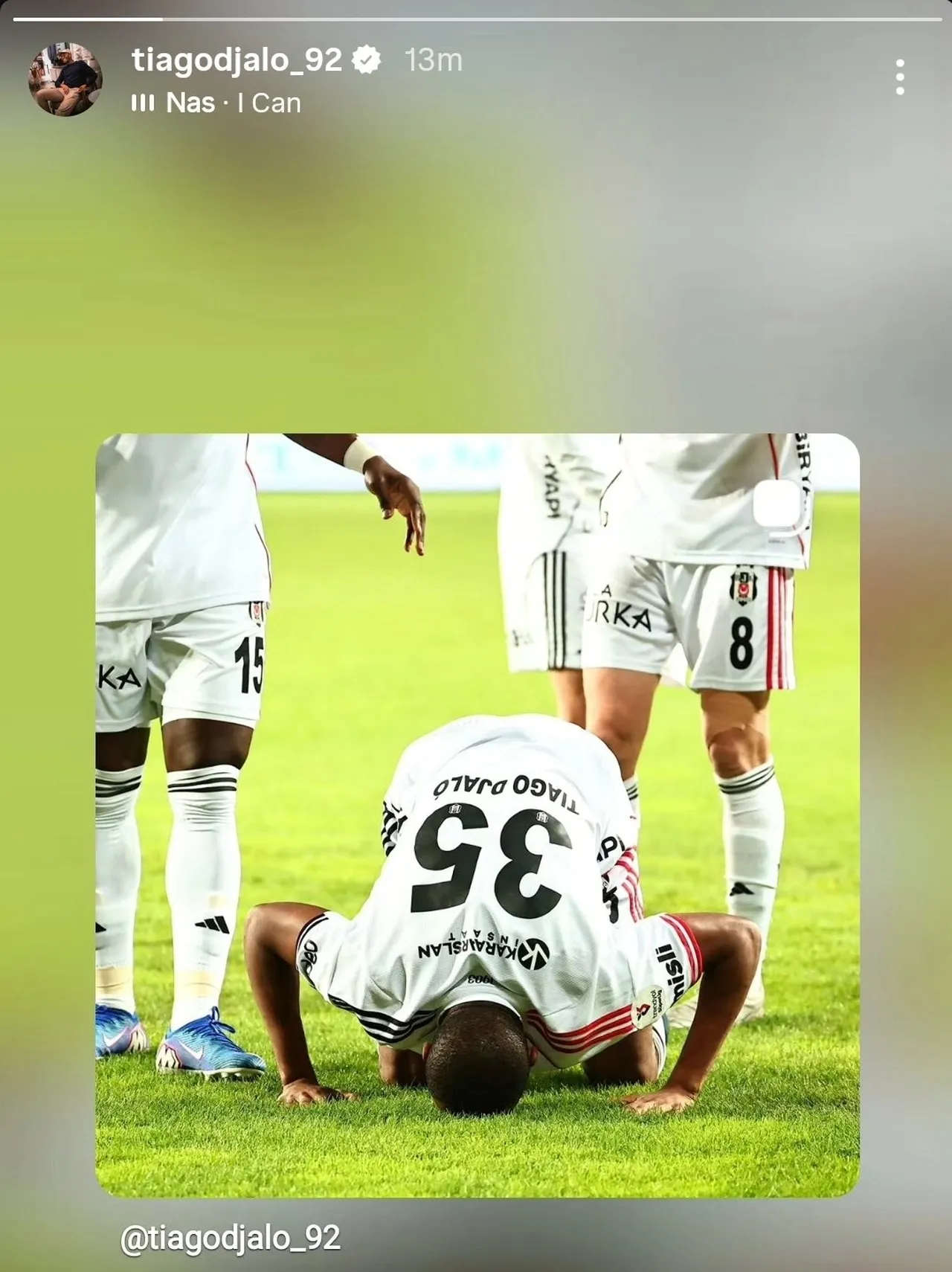 Tiago Djalo'nun Instagram paylaşımı