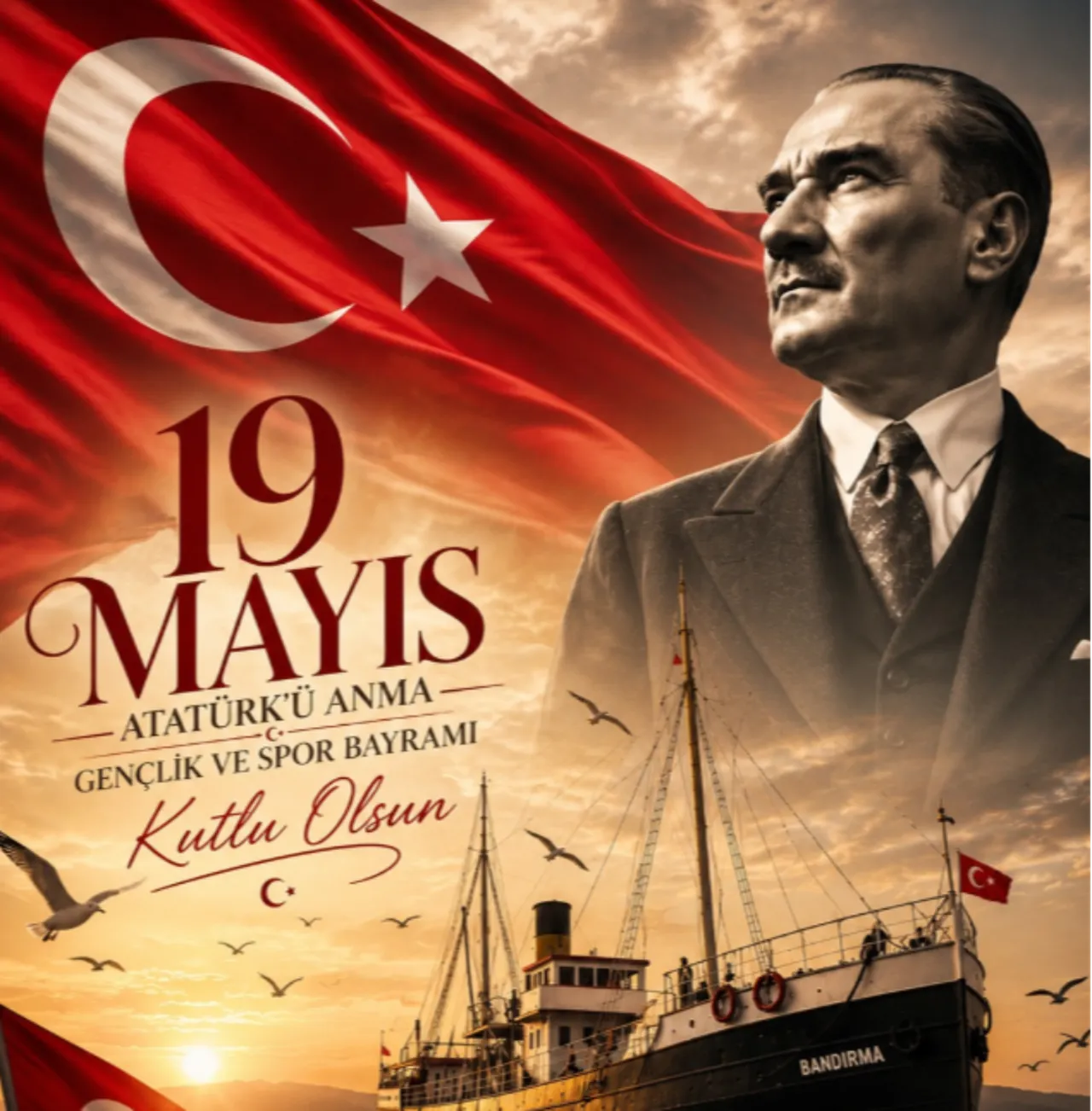 19 Mayıs mesajları resimli! Türk Bayrağı resimli Gençlik ve Spor Bayramı mesajları