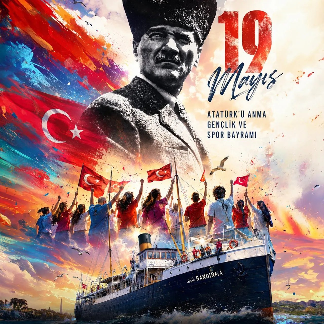 19 Mayıs mesajları resimli! Türk Bayrağı resimli Gençlik ve Spor Bayramı mesajları