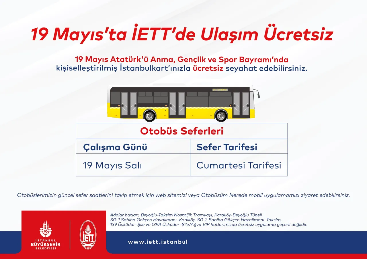 Bugün metro, marmaray, metrobüs, otobüs ücretsiz mi? 19 Mayıs ücretsiz toplu taşıma düzenlemesi
