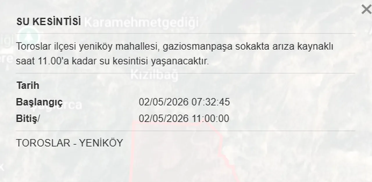 Mersin Tarsus ve Toroslarda su kesintisi! Sular ne zaman gelecek? MESKİ kesinti programı