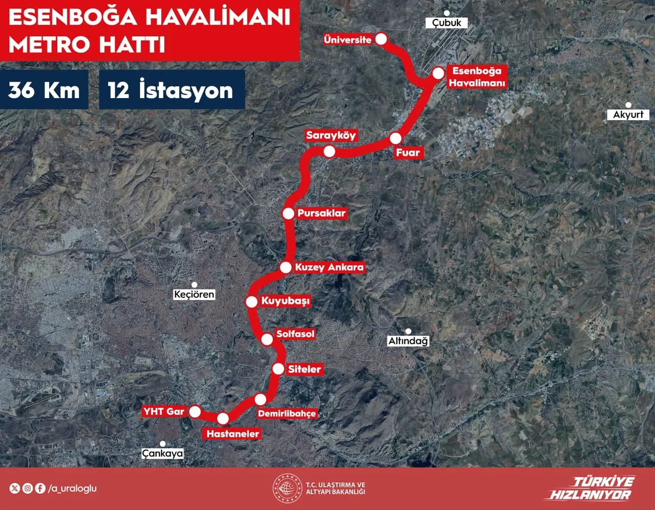 Havalimanı metro hattı için geri sayım! 36 kilometre uzunluğunda, 12 durak var