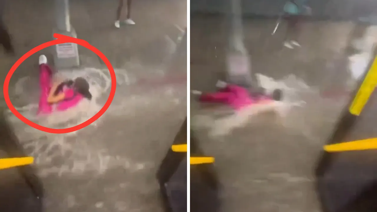 Ülkeyi sel vurdu! Otobüsten inen kadın akıntıya kapılarak metrelerce sürüklendi