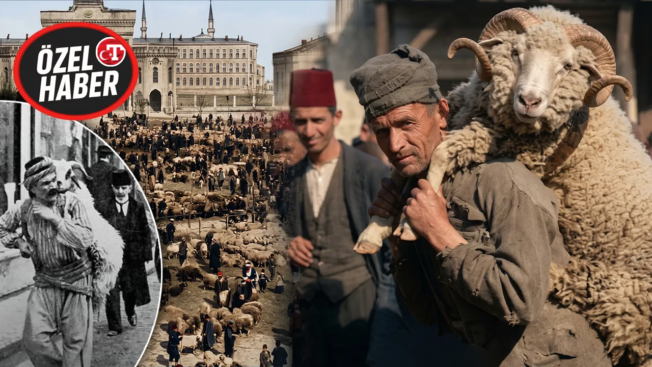 Osmanlılar koyunları sırtında taşırdı! Tarihe geçen Kurban Bayramı fotoğrafları  