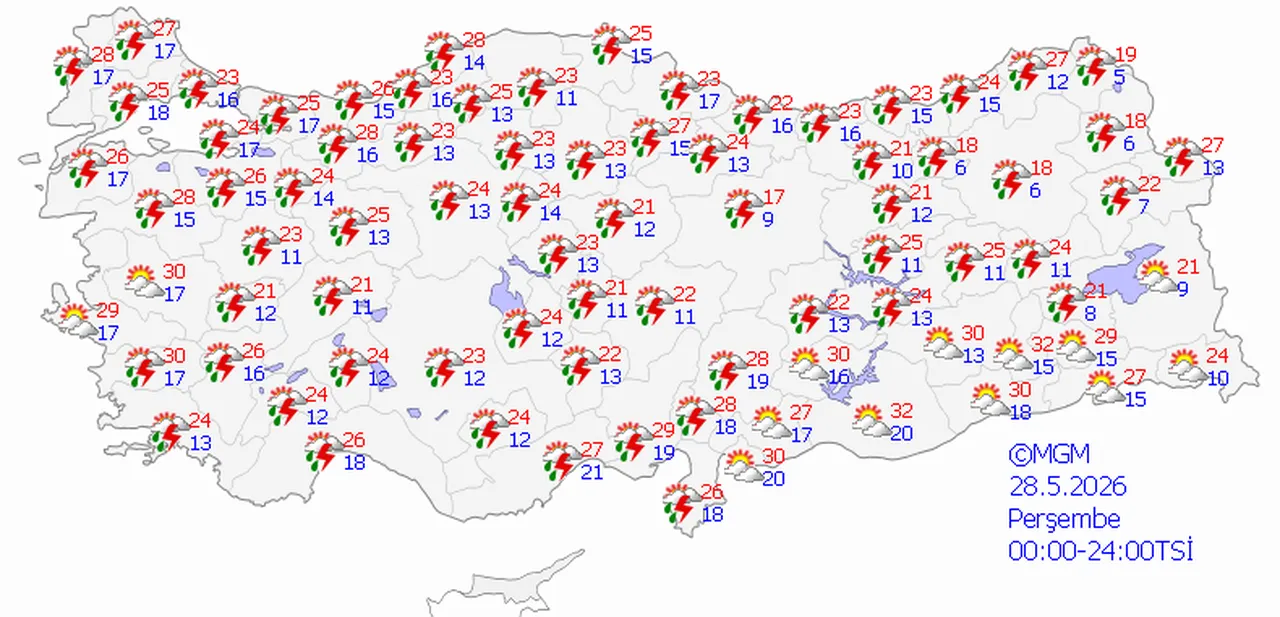 28 Mayıs 2026 hava durumu