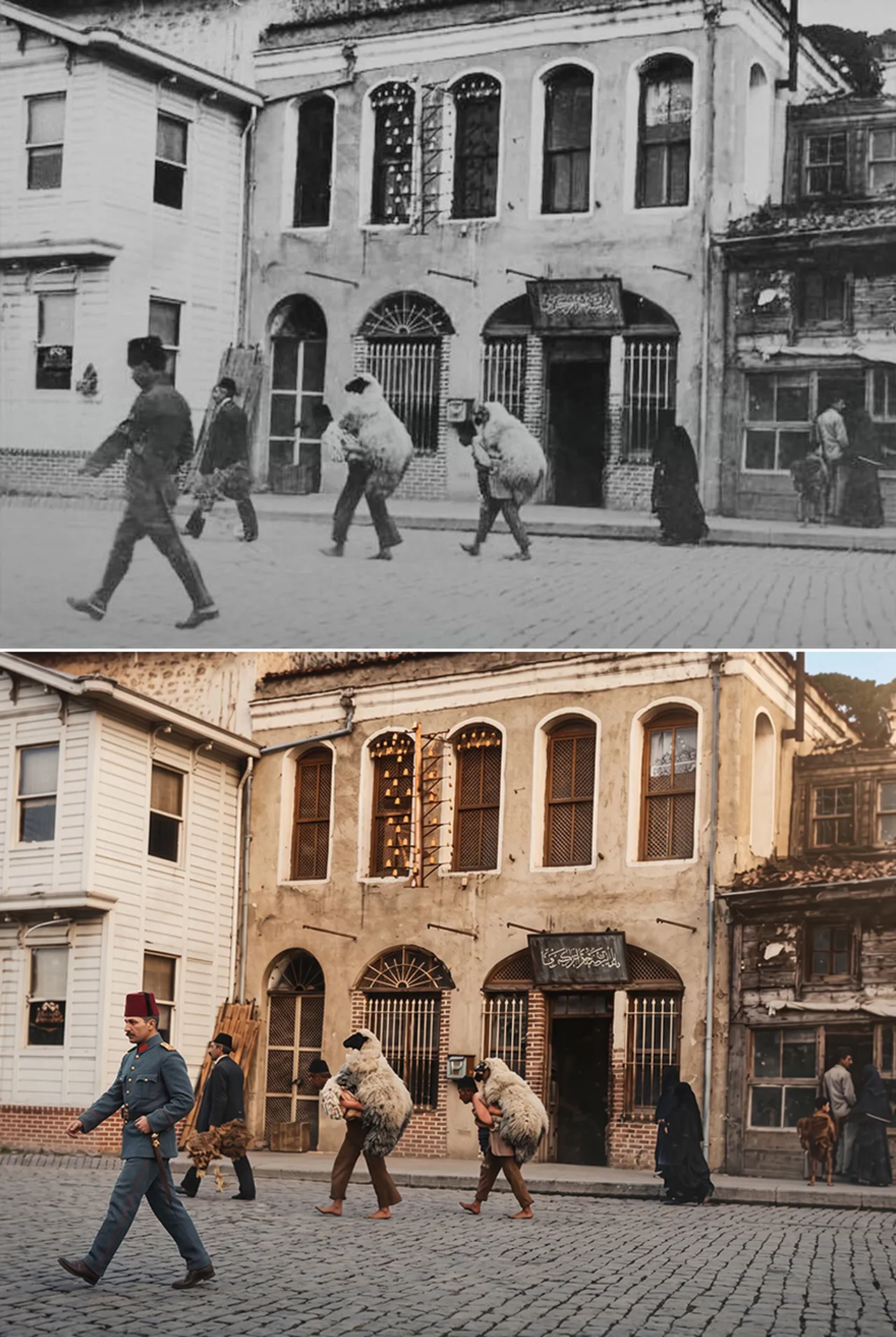 Osmanlı dönemi kurban fotoğrafları - Yapay zeka ile renklendirilmiştir.